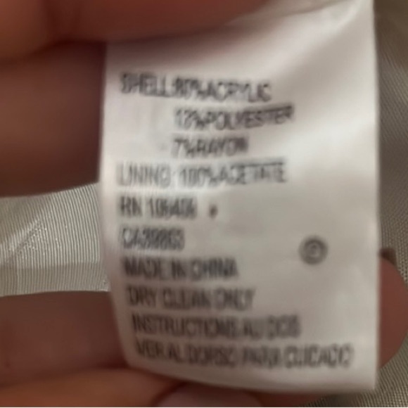 Tahari by ASL Boucle Open Front Fray Trim Black and White Striped Jacket Sz 16P - Picture 10 of 11